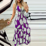 Woherb New Neck With High Waist Print Dress Sexy Women's Dress-Outfit