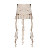 Woherb Fold Irregular Design Sense Low Waist Solid Color Net Gauze Skirt New Y2K Hot Girls Wear-Outfit