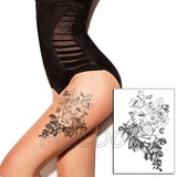 Temporary Tattoo Stickers Sexy Rose Heart-shaped Wreath Fake Tatto Waterproof Tatoo Back Leg Arm Belly Big Size for Women