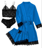 New Ladies Pajamas Four-Piece Sexy Sling Skirt Set Home Lace Pajamas