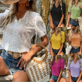 Summer New Solid-Color Short-Sleeved Hollow