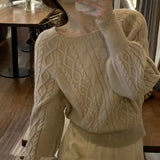 Collar Sweater Female Retro Thicked Autumn And Winter New Korean Version Loose Outside Wear Waist Thin Knitted