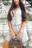 2023 Women Summer 2-Pieces Sets Casual Solid Linen Shorts and Vests Coats Female Elegant Street Two Suits Clothing-Outfit