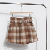 S-2XL With Belt ~ Lattice Hair Of The Hundred Folded Skirt High Waist Anti-Light Small A-Word Skirt