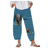 Cute Cartoon Print Women's Pants 2021 Spring Casual Elastic Waist Trousers Oversize Loose Beach Wide Leg Pants Plus Size