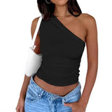 Women's Summer Two Sets Of Buttons And Two Sets Of Short Vests And Wide-Legged
