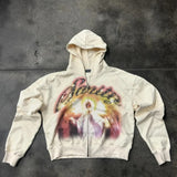 Street H-Hang Hop Stars Girl Print Black Zipper Hoodie Women Y2k Harajuku