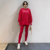 Autumn And Winter Women's Leisure Loose Long-Sleeved Collar Open Fork Tight Trouser Trouser