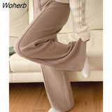 2022 New Korean Fashion Capris Pants Knitting High Waist Vintage Autumn Winter Women Ankle-Length Trousers P5107JX-Outfit