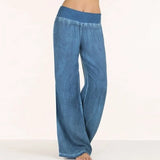 Women Pants Casual MACVARIL Denim Wide Leg Jeans Elastic High Waist Trousers Womens Clothing Bottoms Pantalon Palazzo