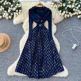 Retro Breeze Mashed Floral Shirt Collar Dress Women's Spring Waists Thin Senior Sense Light Luxury Big