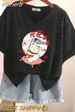 100% Cotton M-6XL T Shirt Japanese Cartoon Anime Tshirt Short Sleeve Women's Top Summer Couple V Neck Oversized T Shirts-Outfit