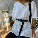Solid Outfits Women's Two Piece Suit with Belt Home Loose Sports Tracksuits Fashion Bicycle Summer Hot Suit