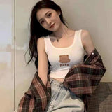 kawaii women's tube top tank vest bottoming underwear women cute prints slim short cropped clothes Korean summer corset