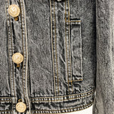 Star Fashion Lion Head Button Repair Water Denim Jacket Jacket In Autumn And Winter