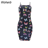 Print Women Party Spaghetti Strap Dress Sexy Hot Clubwear Bodycon Skinny Mini Dresses 2021 Fashion Streetwear Clothes-Outfit