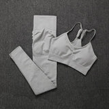 Seamless Gym Two Piece Set Women High Stretchy Tracksuit Women Sports High Waist Leggings Workout Pants Sets