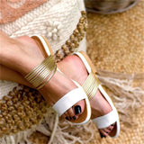 Women's Sandals Rome Fashion Flat Sandals Gladiator Non-Slip Flats Shoes Ladies Casual Beach