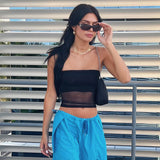 Women Solid Summer Mesh Corset Y2K Tops Women Transparent Crop Top Stretch Tube Top Sexy Cami Tops Streetwear-Outfit