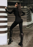 Sexy Lace-Up V-Neck Long Sleeve Skinny