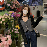 2 Pieces Long Sleeve T-shirts for Women Streetwear Harajuku Halter Crop Top Mujer Korean Style New Arrival College Футболка-Outfit