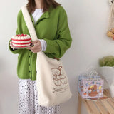 2022 Women's Kawaii Lamb Fabric Shoulder Bag Handbag Tote Large Capacity Embroidery Shopper Bags Cute Bag for Girls New