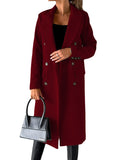 Women's Spring 2025 New Coat With Hair, Coat Solid Long-Sleeved Double-Buttoned