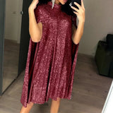 2025 New Small Tie-Collared Bright Dress Loose Women's