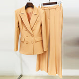 Star Fashion New Double Buckle Suit Jacket Horn Trousers Set Two