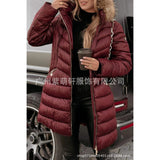 Thick Hooded Cotton Clothes Women's Long-Haired Collar Fashion Cotton Jacket Winter Cotton Clothes