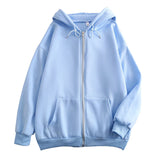 Flat Hooded Ins College Windy Loose Zipper Thick Hooded