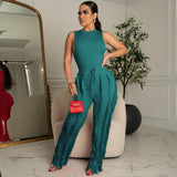 Two Piece Set Womens Outfits Sexy O Neck Tank Top + Drawstring Pants Skinny Tracksuit Women Casual Streetwear Club Suits-Outfit