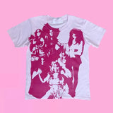 Retro Print T-shirt Short Sleeve Slim Fit Women Crop Top Y2K Aesthetic Streetwear E-girl Harajuku Clothes Summer Sweats