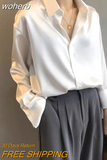 Silk Shirt Vintage Blouse Women Spring 2023 Womens Clothing Sheer Top Woman Overshirt Women Longsleeve Dress Shirt-Outfit