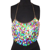 Woherb Print Sling Type Loose Splicing Open Body Chiffon Recreational V Collar Small Vest