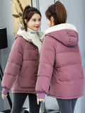 Jacket Women 2022 Parkas Cotton Women's Short Korean Loose Green Hooded Long Sleeve Female Clothing Women's Coat Thick-Outfit