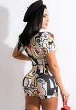 Sexy Fashion Print Short Sleeve