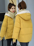 Jacket Women 2022 Parkas Cotton Women's Short Korean Loose Green Hooded Long Sleeve Female Clothing Women's Coat Thick-Outfit