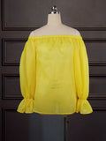 Women Blouse Tops Shirt Off Shoulder Transparent Long Lantern Sleeve Sexy See Through Striped 2022 Spring New Fashion Lady