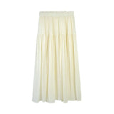 Spring Summer Slub Cotton Linen Midi Length A-Line Skirt Women High Waist Casual Eight Colors Skirt With Big Swing QT1737-Outfit