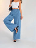 Loosely-Broadly Bagging Rubber-Legged Casual Trousers In Autumn