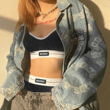 Woherb Autumn And Winter New Women's Color Crop Fashion Sling Vest Shorts Two Sets Of Women-Outfit