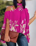 Plus-Size Women's Wear 2023 Summer New Fashion Off-Shoulder Casual Printed T-Shirt-Outfit