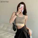 Women Hot Sale Striped Sexy Office Lady Korean Style High Elasticity All-match Crop Top Ins Student Cozy New Design