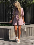 Summer Women's Wears Clip With Short Sleeve Shorts Fashion Casual Set