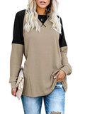 Autumn Patchwork Long Sleeved T-Shirt Fashion Loose Casual Top Women Oversized Tunic Round Neck Tee Shirt Pullovers Femme-Outfit