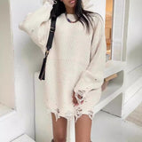 New Knitted Round Collar Loose Long-Sleeved Sweater In The