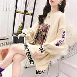 Winter Long Style Knitting Women Sweater Alphabet Female