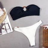Strapless Bikini 2020 New Arrival Padded Bra Ring Patchwork Sexy Swimsuit Female Low Waist Swimwear Women Biquini