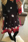 Autumn O Neck Long Sleeve Print Women's Dress Fashion Christmas Holiday Clothing Ladies Party Mini Dress Vestidos Plus